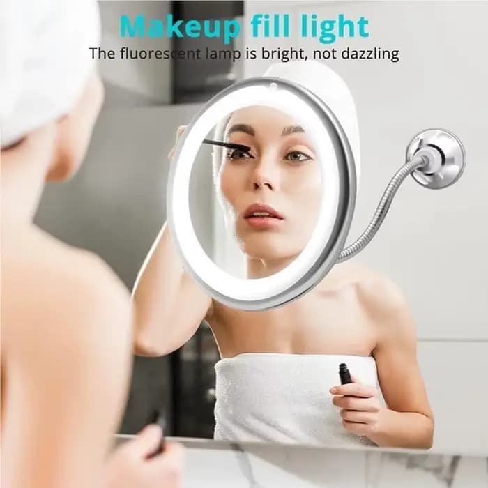 Miroir de maquillage flexible à col de cygne avec lumière LED