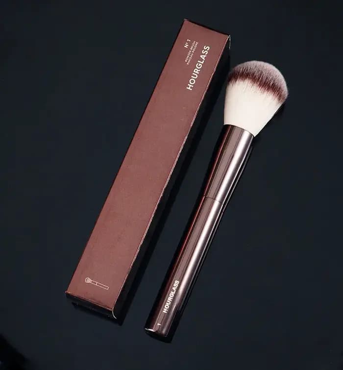 Pinceaux de maquillage en poudre sablier, 1 pièce, pour fond de teint, fard à joues, manche en métal, correcteur, bronzant, haut de gamme, avec boîte