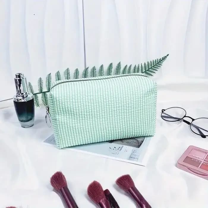 Trousse de toilette rayée personnalisée – Brodée sur mesure