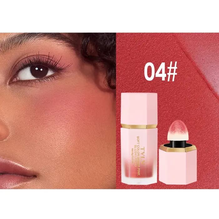 TVLV – fard à joues liquide mat 4 couleurs, facile à appliquer, tête de brosse en éponge de fard à joues imperméable longue durée