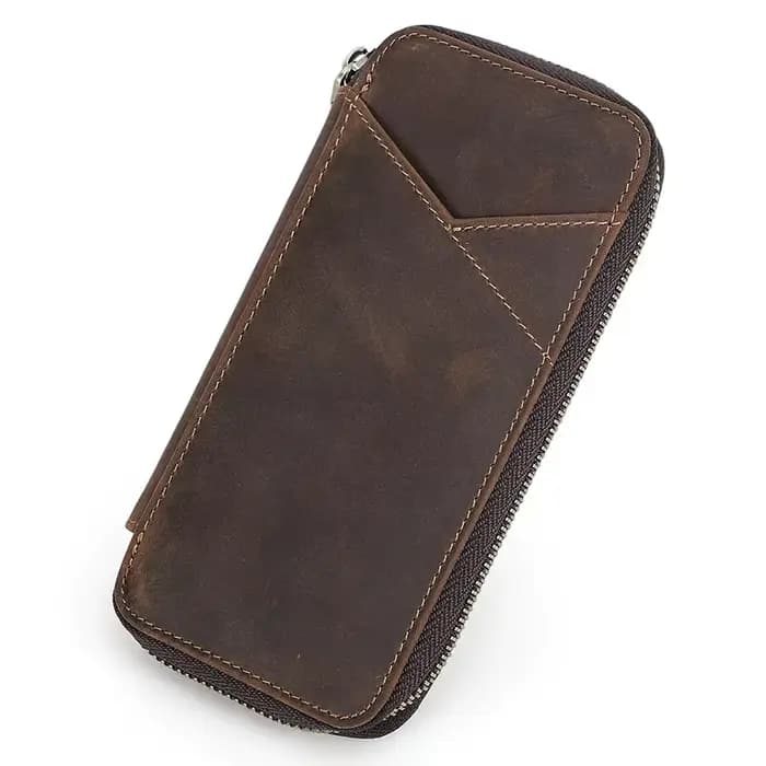 Trousse à crayons en cuir véritable avec 4 fentes, sac pour stylo à plume multifonctionnel fait à la