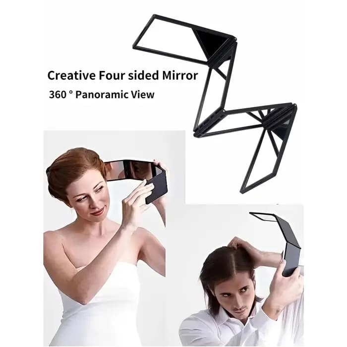 Nouveau miroir de maquillage compact pliable à quatre faces multi-angles
