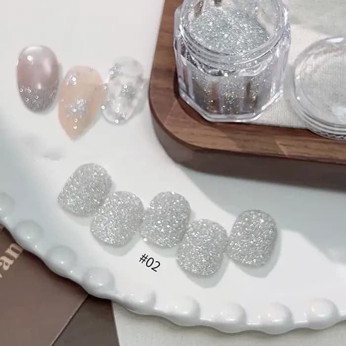 Poudre à ongles diamantée argentée 5g - Pigment pailleté ultra fin