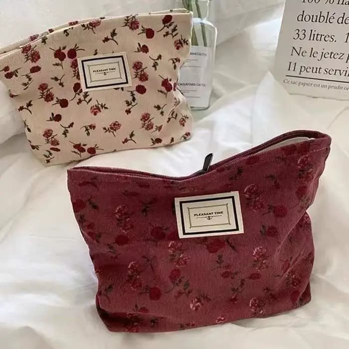 Sac à cosmétiques en velours côtelé pour femmes