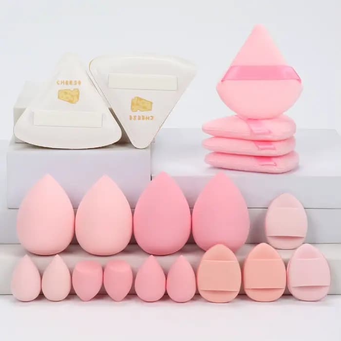 Ensemble d'éponges de maquillage et de bouffantes de maquillage roses, 20 pièces, adaptées à la crèm