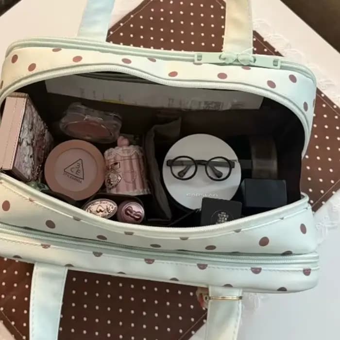 Trousse de toilette de voyage portable à pois