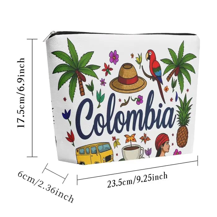 Trousse de maquillage avec imprimé collection d'éléments culturels colombiens
