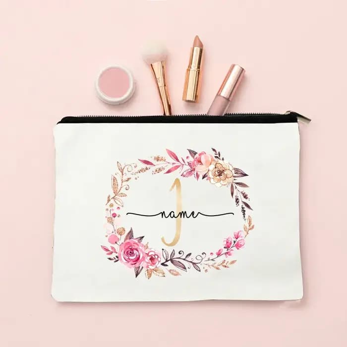Trousse de Maquillage Personnalisée avec Initiale et Nom