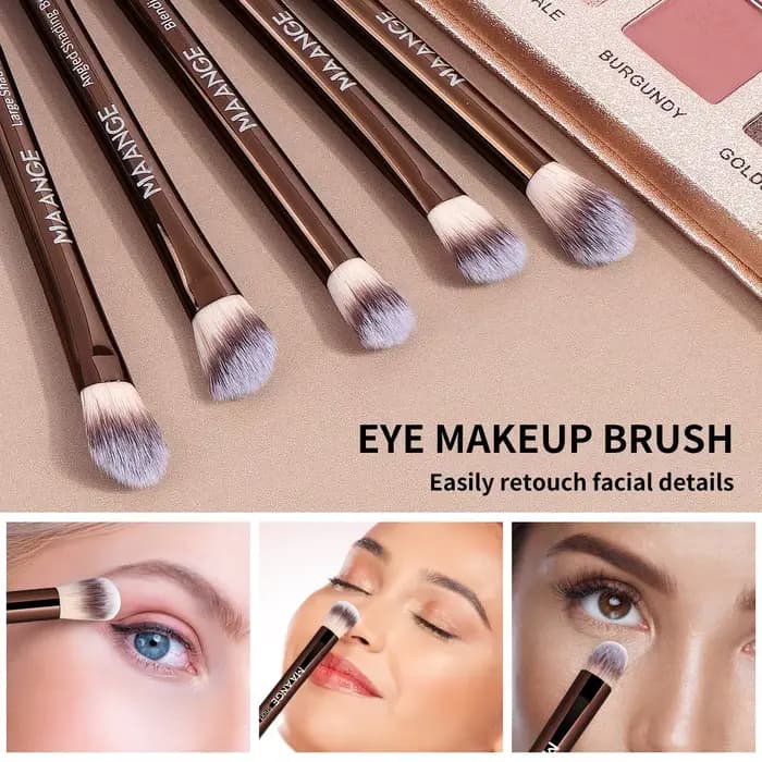 MAANGE – 14 pinceaux de maquillage avec 2 houppettes à coussin d'air