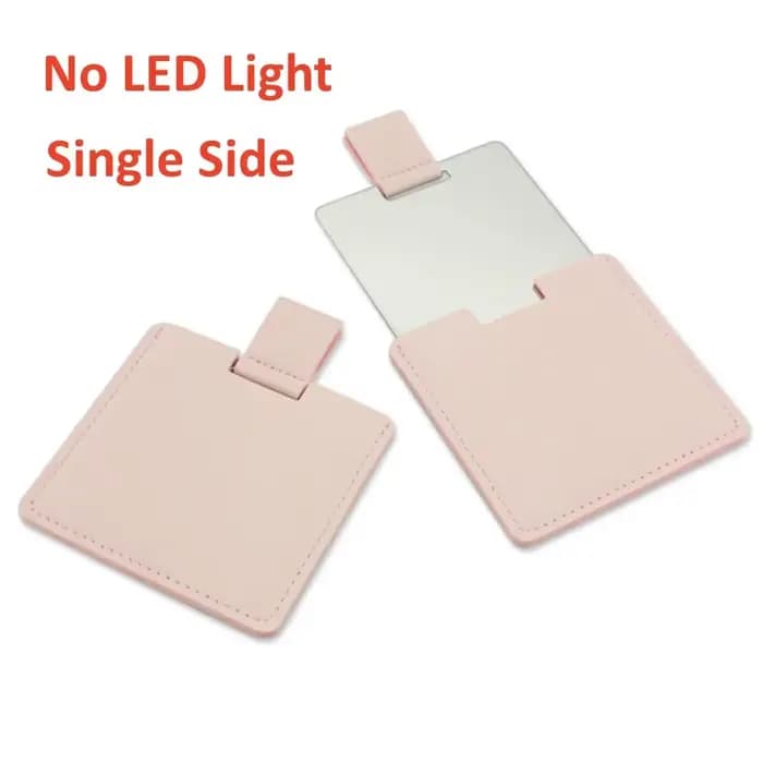 Miroir de maquillage portable avec lumière, 6 LED, 1x2, petite poche grossissante, rose, noir, blanc