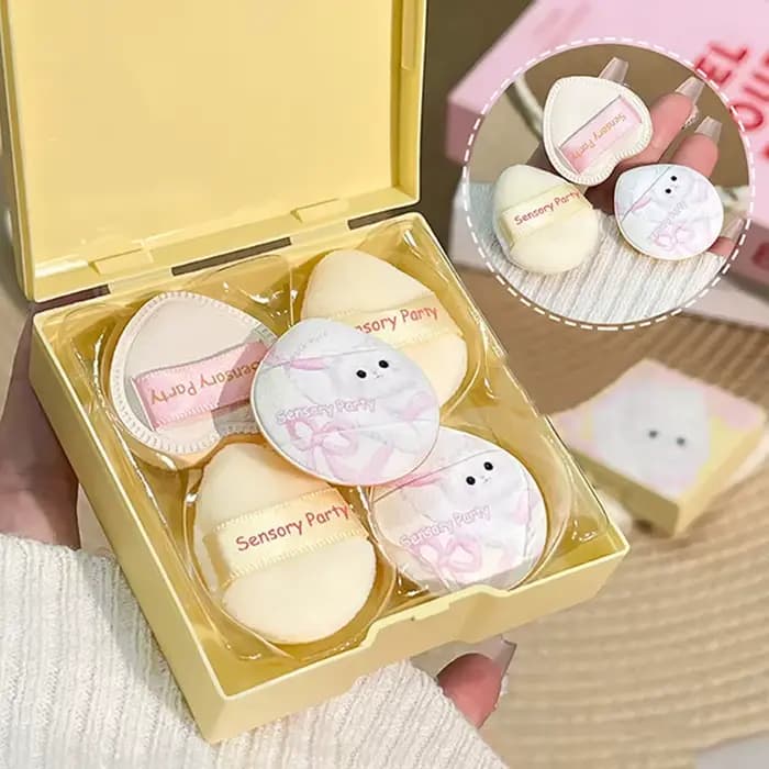 Ensemble de mini éponges à doigts roses mignonnes avec boîte