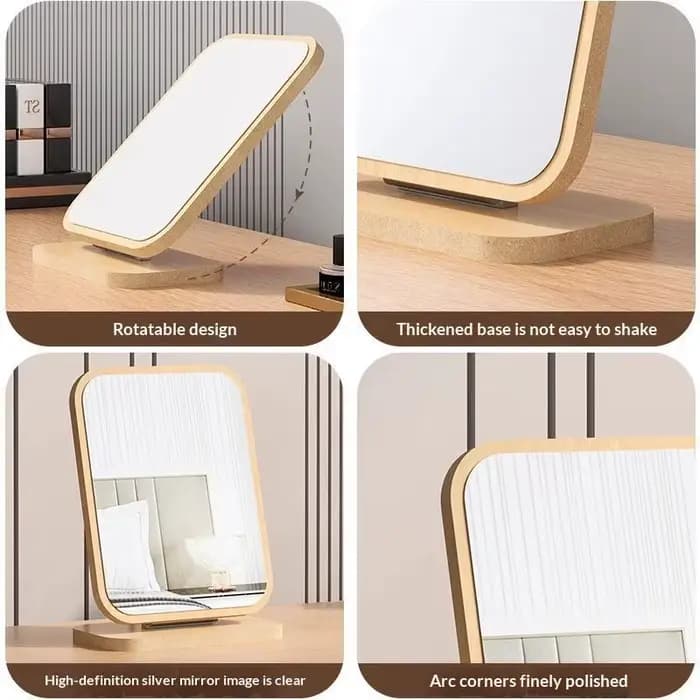 Miroir de maquillage sur pied pour bureau, double face, surface HD, réglage multi-angles, pour usage quotidien et vanité