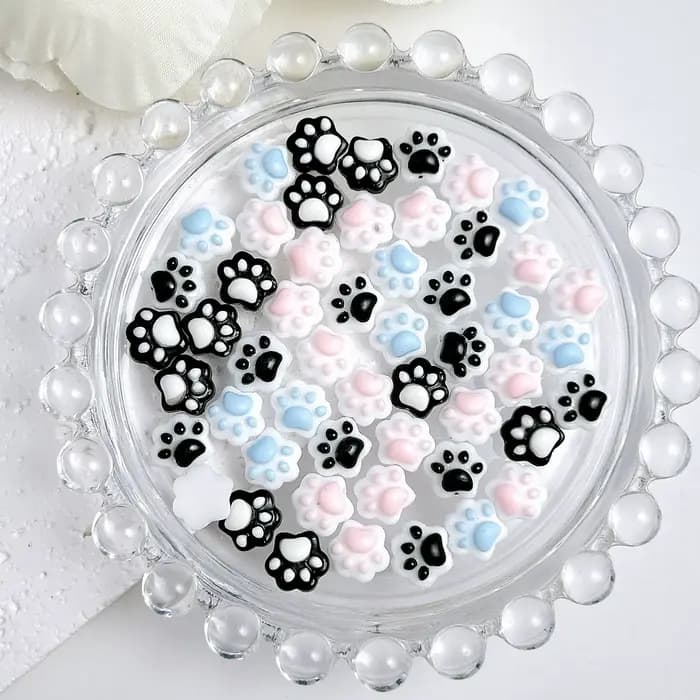 20 pièces lumineux belle chiot griffes résine ongles breloques coloré créatif simulé animaux griffes
