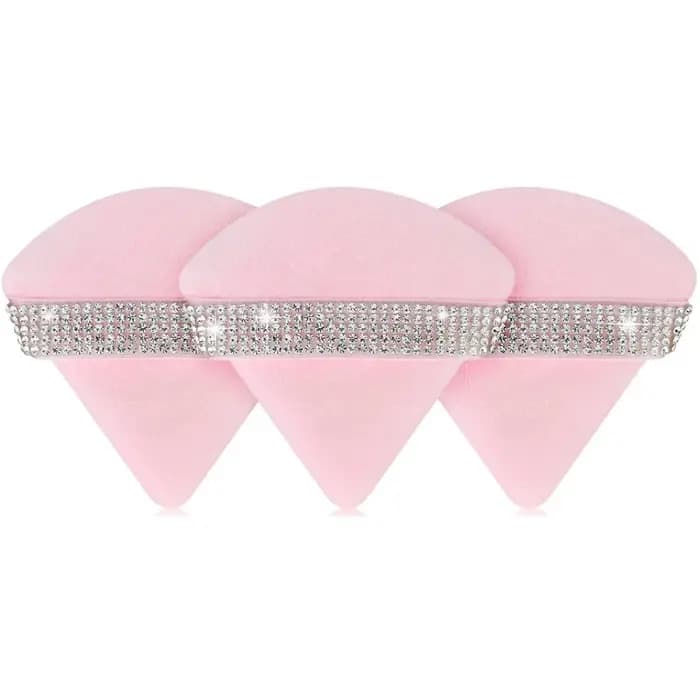 3 pièces rose Triangle poudre bouffée visage doux outil de maquillage éponge velours