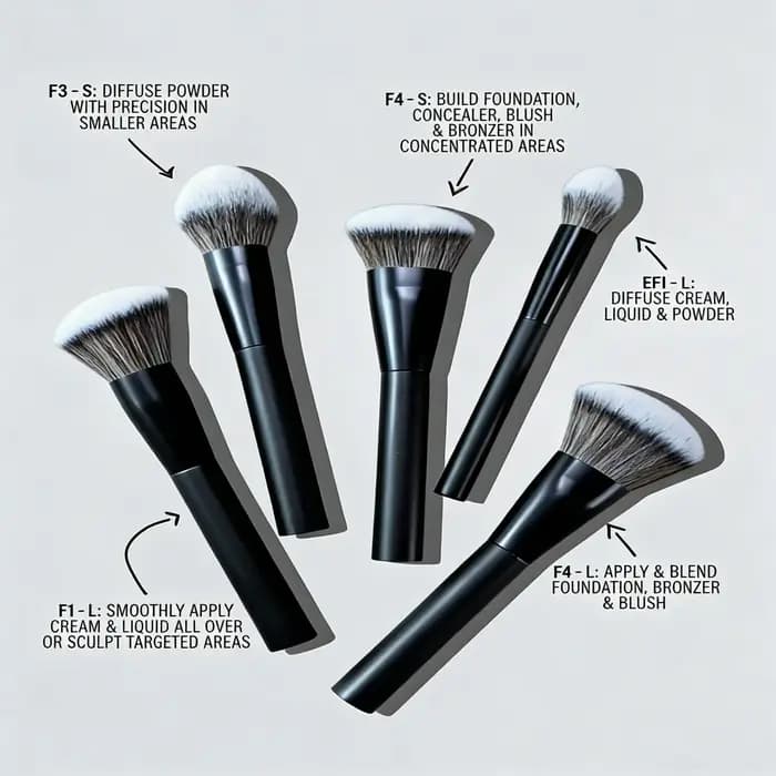 Ensemble de 5 pinceaux de maquillage pour le visage : pinceau pour fond de teint