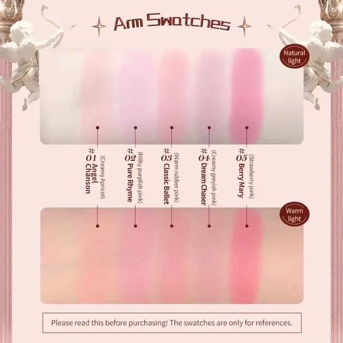 Fleur sait fraise Rococo série fard à joues en relief poudre Fine maquillage lisse longue durée