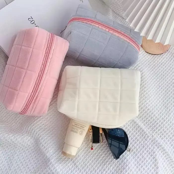 Sac de rangement de cosmétiques en fourrure solide