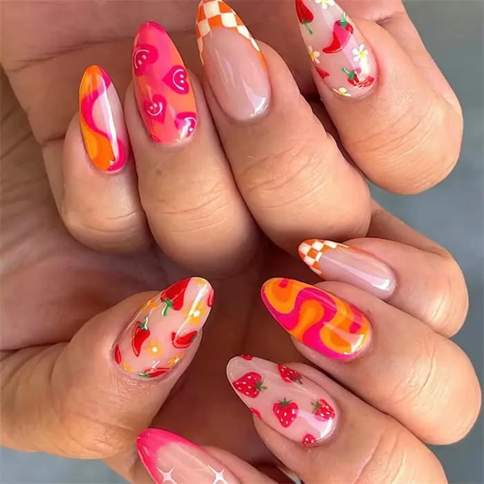 24 pièces/ensemble nouveau ovale presse sur ongles Patch portable ongles conseils mignon dessin anim