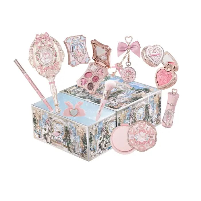 Coffret Flower Knows Strawberry Cupid Pink Pop Rouge à Lèvres Velours Mat Poudre Compacte Blush Liquide Maquillage Léger