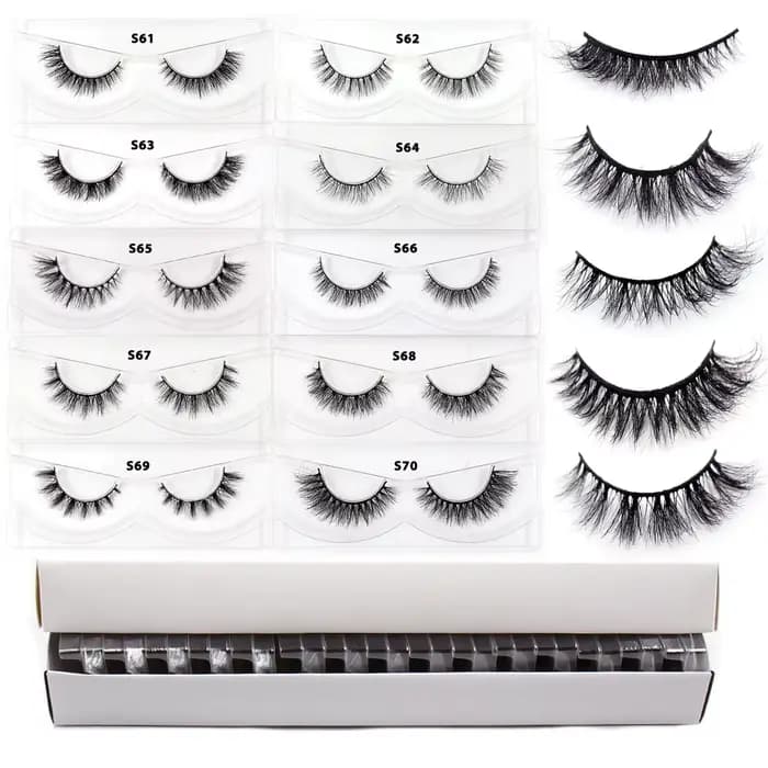30/60/100 paires de cils de vison sans boîte cils de vison 3D courts faux cils de vison naturel en v