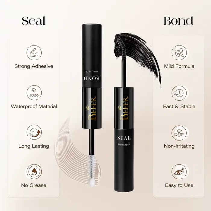 BEFER – colle pour cils 2 en 1, liaison et joint de cils + dissolvant de cils, adhésifs imperméables