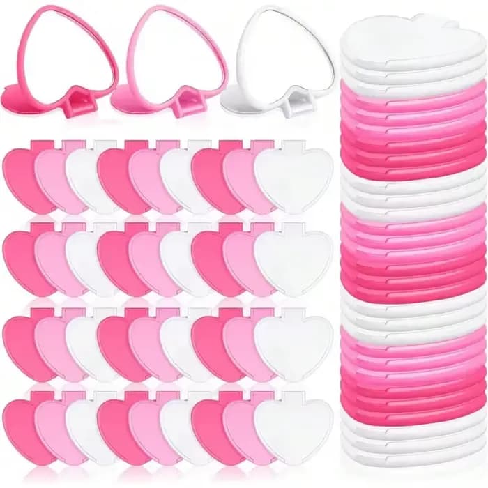 10 miroirs de poche en forme de cœur pour la Saint-Valentin, mini miroirs pliables portables pour le