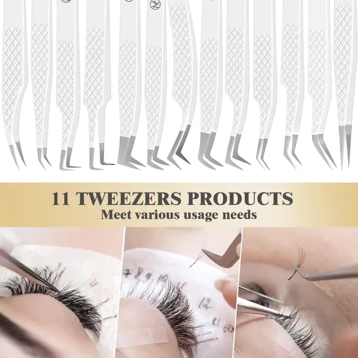 Pincettes pour Extensions de cils, avec pointes en fibres, pour artistes de cils, haute précision, a