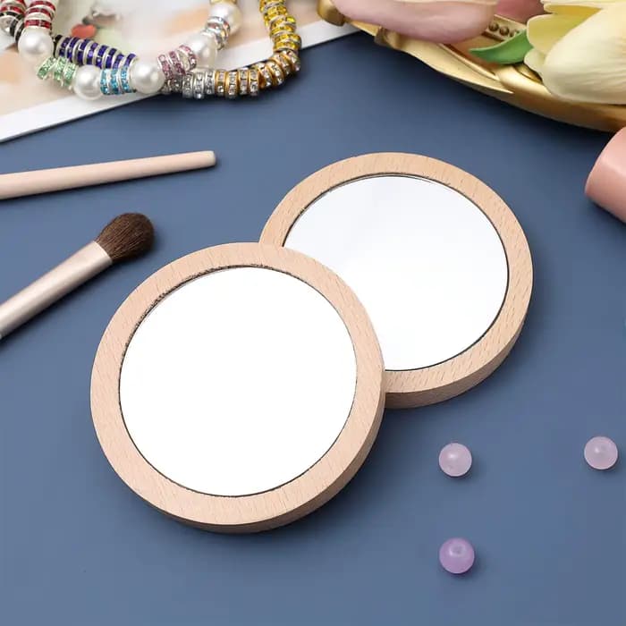 30 pièces de mini-miroirs de maquillage portables en bois
