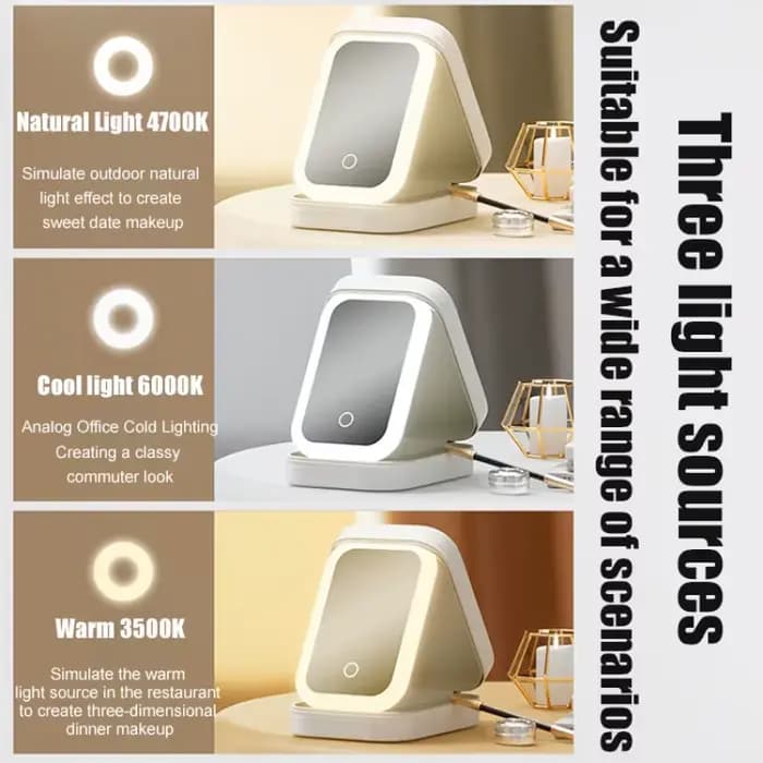 Boîte de rangement de maquillage miroir LED