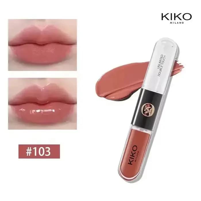 Kiko Rouge à lèvres double embout effet miroir transparent, longue tenue, anti-transfert, gloss à lè