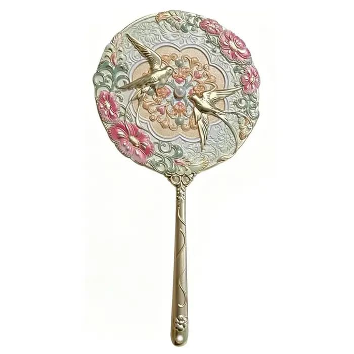 Miroir de poche vintage de style chinois en métal