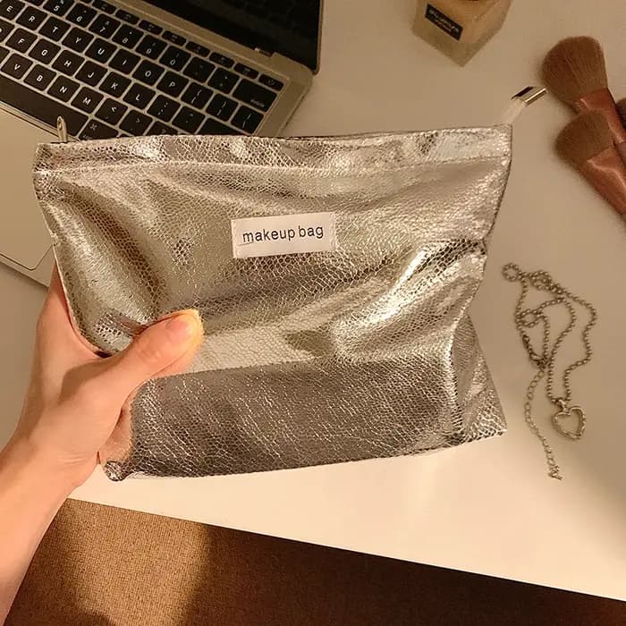 Sac de rangement Portable à paillettes pour produits de toilette et de soins de la peau