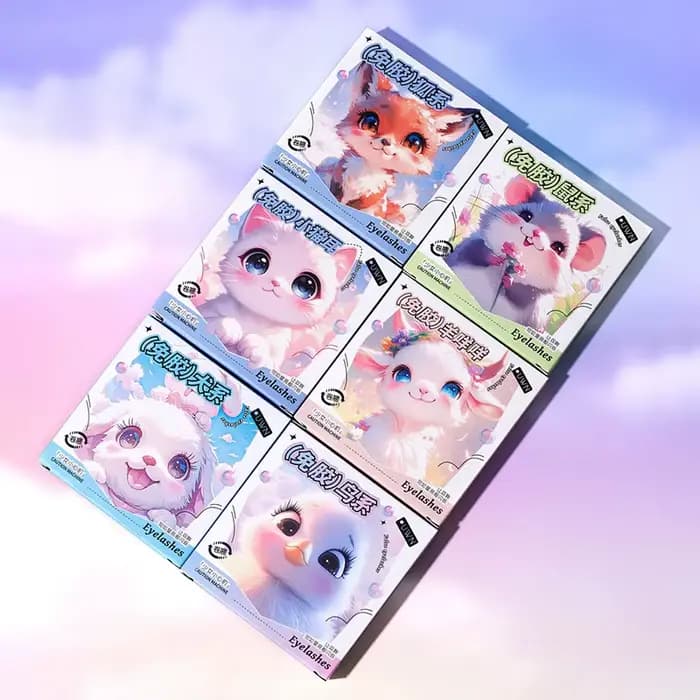 Faux cils sans colle – Série animale, boucles et volume naturels, bande fine segmentée pour une appl