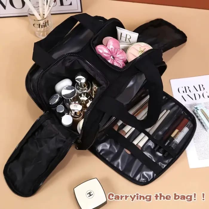 Trousse de toilette et de maquillage portable de couleur unie