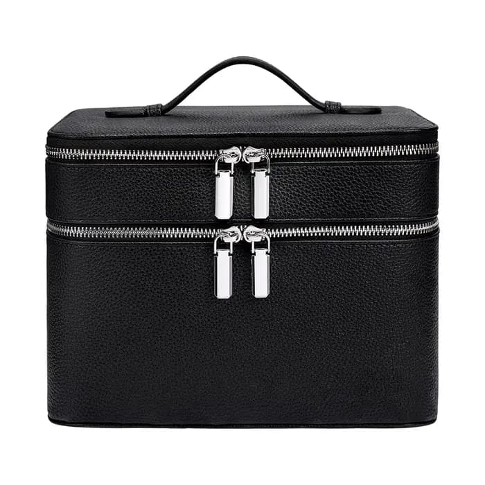 Trousse de maquillage professionnelle portable double couche avec nom personnalisé