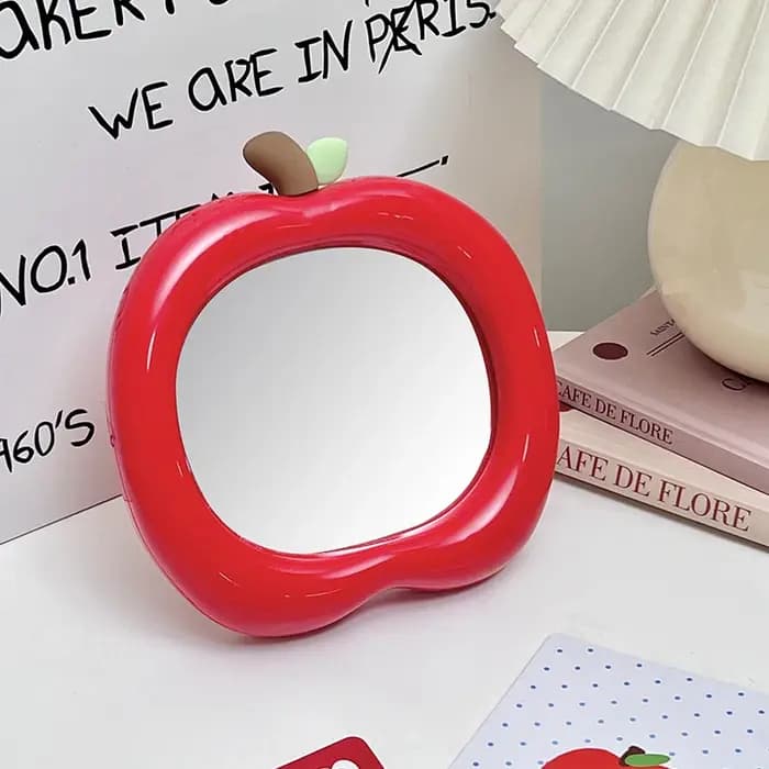 Ins – miroir de maquillage décoratif en forme de pomme