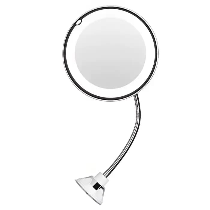 Miroir de maquillage flexible à col de cygne avec lumière LED