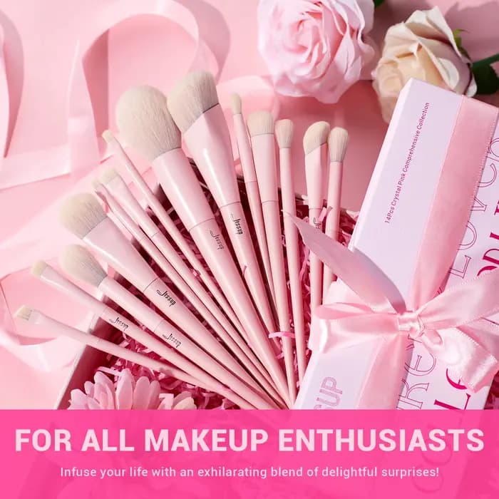 Jessup-Ensemble de pinceaux de maquillage roses