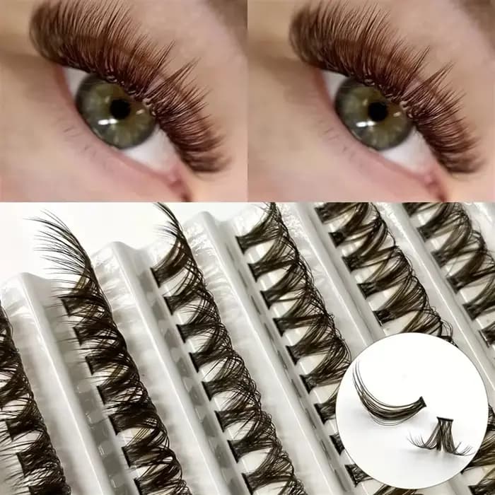 200 pièces cils en grappe marron 40D greffage Volume individuel Extension de cils outil de maquillag