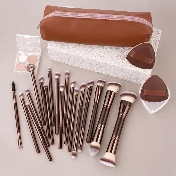 Ensemble de pinceaux de maquillage de voyage avec étui