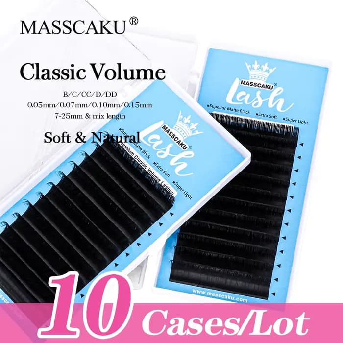 Extensions de cils classiques en vison, lot de 10 étuis, 12 rangées, boucles c/d, marque personnalis