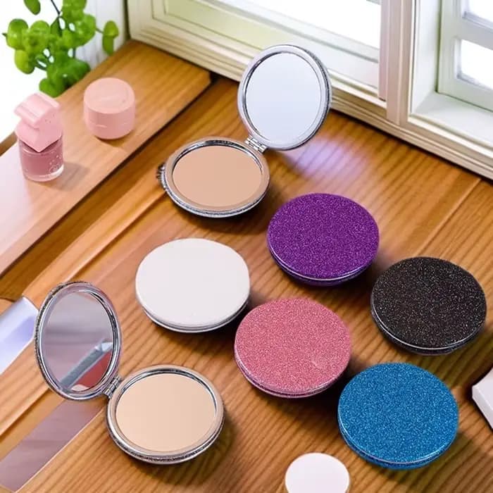 Miroir de maquillage rond pliable à paillettes