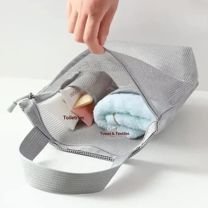 Nouvelle trousse de toilette 22x26cm avec poignée pratique, grande capacité, sac de rangement en maille pour articles de toilette, trousse de maquillage pour voyages d'affaires