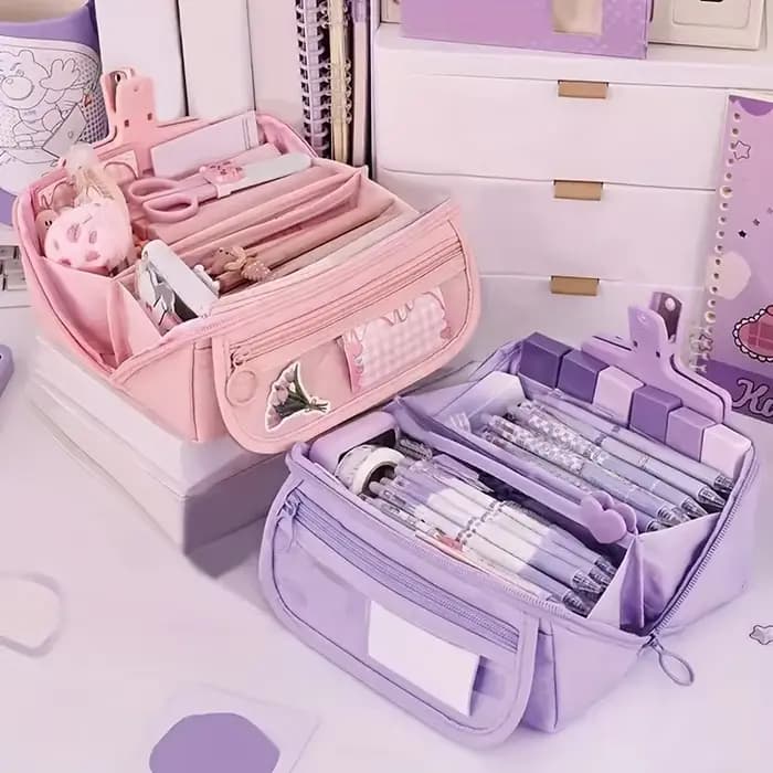 Trousse à crayons grande capacité - Organiseur de bureau multi-compartiments pour fournitures scolaires