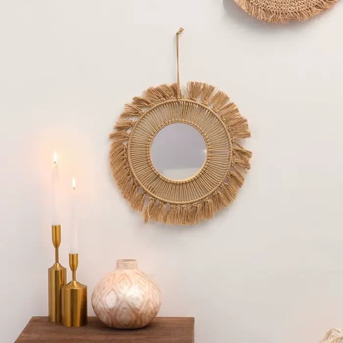 Miroirs Muraux Ronds Tissés à la Main