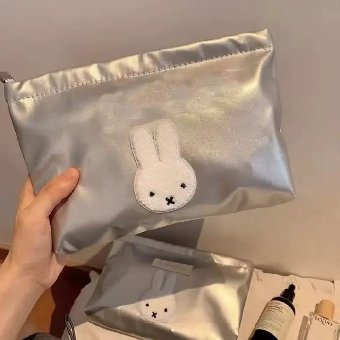 Sac de maquillage Miffy mignon, sac de rangement grande capacité, trousse de toilette portable pour produits de soin, sac à pinceaux, cadeau kawaii