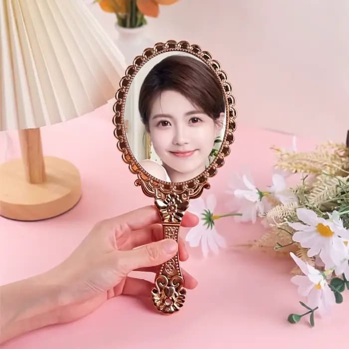 Miroir de Maquillage Portable à Motifs Vintage