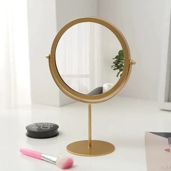 Miroir de maquillage de luxe rétro européen en métal doré