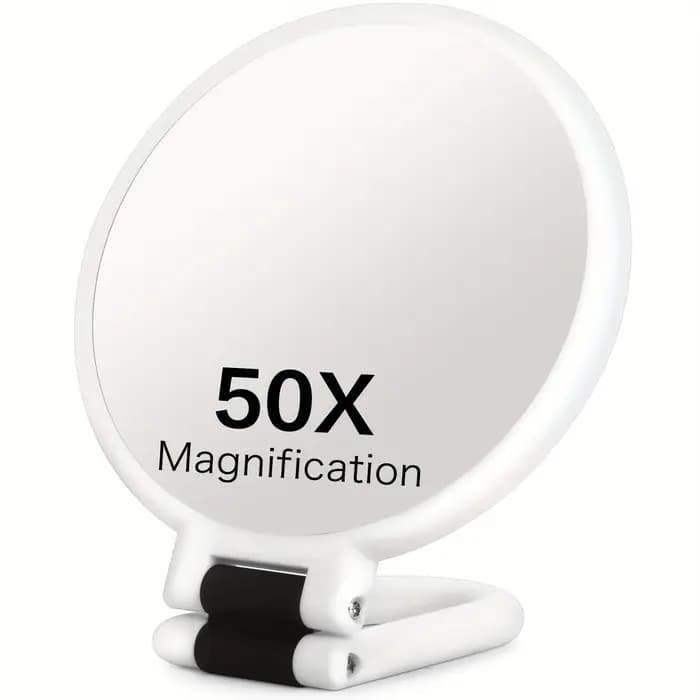 50x Miroirs de maquillage portables à double face, grossissement 1X/50X, miroir de maquillage pliabl