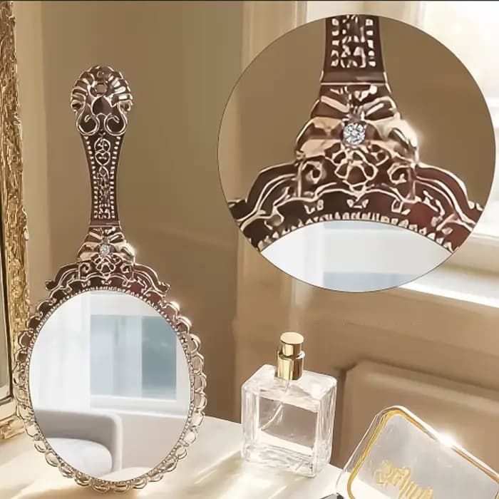 Miroir de Maquillage Portable à Motifs Vintage
